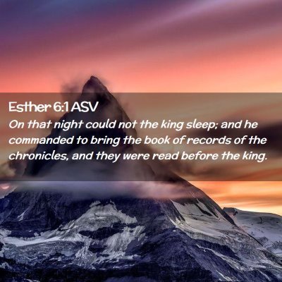 Picture 02 - Esther 6:1 ASV - On that night could not the king sleep; and he - Bible Verse Picture