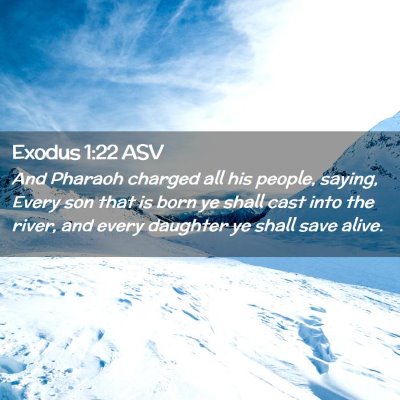 Picture 02 - Exodus 1:22 ASV - And Pharaoh charged all his people, saying, Every - Bible Verse Picture