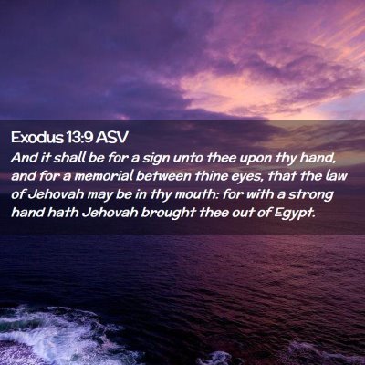 Picture 02 - Exodus 13:9 ASV - And it shall be for a sign unto thee upon thy - Bible Verse Picture