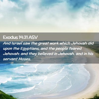 Picture 02 - Exodus 14:31 ASV - And Israel saw the great work which Jehovah did - Bible Verse Picture