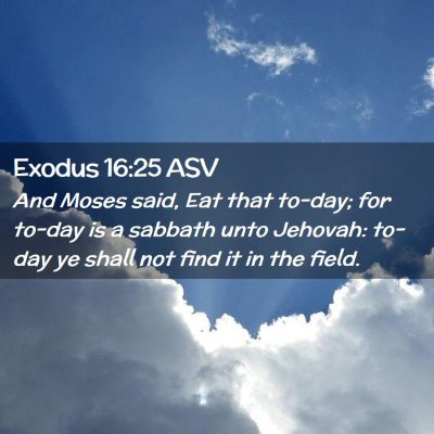 Picture 02 - Exodus 16:25 ASV - And Moses said, Eat that to-day; for to-day is a - Bible Verse Picture