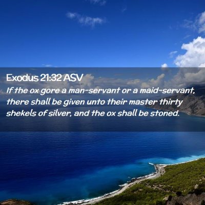 Picture 02 - Exodus 21:32 ASV - If the ox gore a man-servant or a maid-servant, - Bible Verse Picture