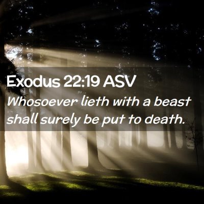 Picture 02 - Exodus 22:19 ASV - Whosoever lieth with a beast shall surely be put - Bible Verse Picture