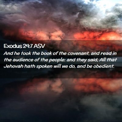 Picture 02 - Exodus 24:7 ASV - And he took the book of the covenant, and read in - Bible Verse Picture
