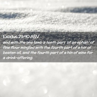 Picture 02 - Exodus 29:40 ASV - and with the one lamb a tenth part `of an ephah' - Bible Verse Picture