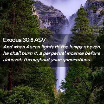 Picture 02 - Exodus 30:8 ASV - And when Aaron lighteth the lamps at even, he - Bible Verse Picture