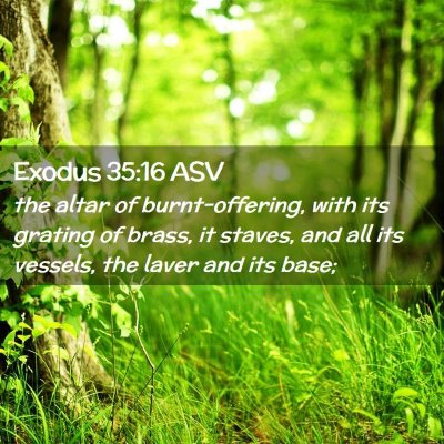 Picture 02 - Exodus 35:16 ASV - the altar of burnt-offering, with its grating of - Bible Verse Picture
