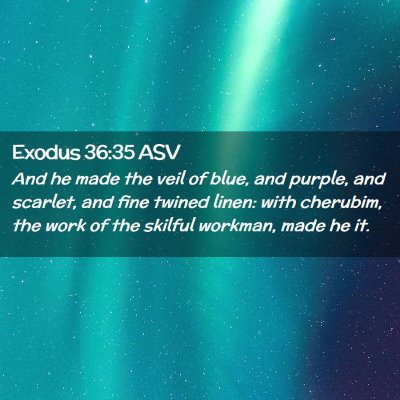 Picture 02 - Exodus 36:35 ASV - And he made the veil of blue, and purple, and - Bible Verse Picture