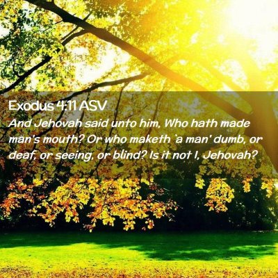 Picture 02 - Exodus 4:11 ASV - And Jehovah said unto him, Who hath made man's - Bible Verse Picture