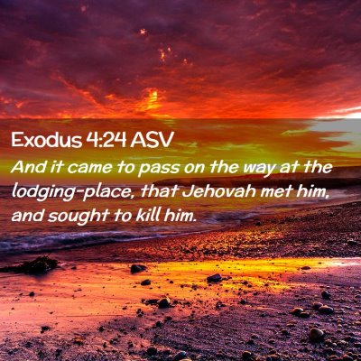 Picture 02 - Exodus 4:24 ASV - And it came to pass on the way at the - Bible Verse Picture