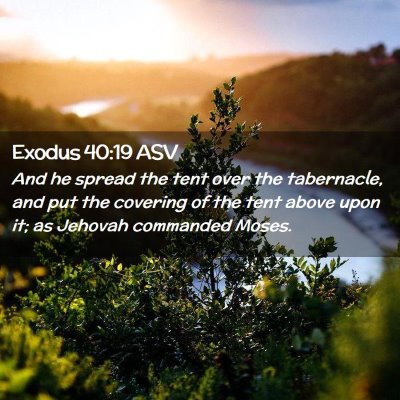 Picture 02 - Exodus 40:19 ASV - And he spread the tent over the tabernacle, and - Bible Verse Picture