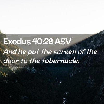 Picture 02 - Exodus 40:28 ASV - And he put the screen of the door to the - Bible Verse Picture