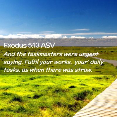 Picture 02 - Exodus 5:13 ASV - And the taskmasters were urgent saying, Fulfil - Bible Verse Picture