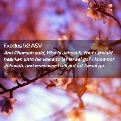 Picture 02 - Exodus 5:2 ASV - And Pharaoh said, Who is Jehovah, that I should - Bible Verse Picture