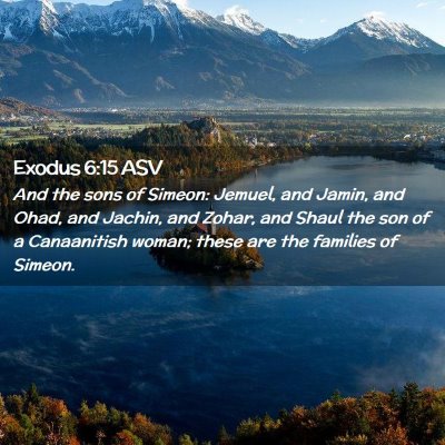 Picture 02 - Exodus 6:15 ASV - And the sons of Simeon: Jemuel, and Jamin, and - Bible Verse Picture