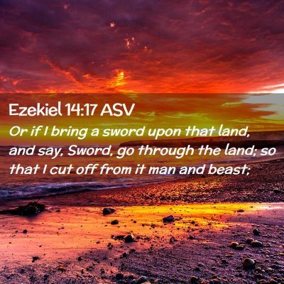 Picture 02 - Ezekiel 14:17 ASV - Or if I bring a sword upon that land, and say, - Bible Verse Picture