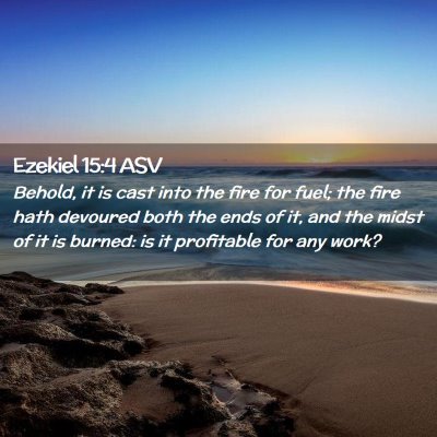Picture 02 - Ezekiel 15:4 ASV - Behold, it is cast into the fire for fuel; the - Bible Verse Picture