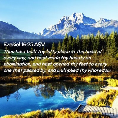 Picture 02 - Ezekiel 16:25 ASV - Thou hast built thy lofty place at the head of - Bible Verse Picture