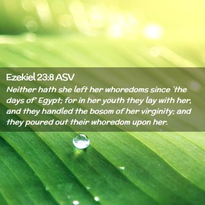 Picture 02 - Ezekiel 23:8 ASV - Neither hath she left her whoredoms since `the - Bible Verse Picture