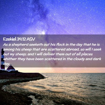 Picture 02 - Ezekiel 34:12 ASV - As a shepherd seeketh out his flock in the day - Bible Verse Picture