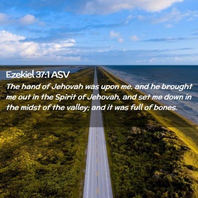 Picture 02 - Ezekiel 37:1 ASV - The hand of Jehovah was upon me, and he brought - Bible Verse Picture