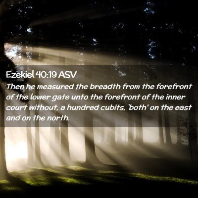 Picture 02 - Ezekiel 40:19 ASV - Then he measured the breadth from the forefront - Bible Verse Picture