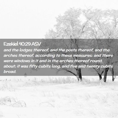 Picture 02 - Ezekiel 40:29 ASV - and the lodges thereof, and the posts thereof, - Bible Verse Picture