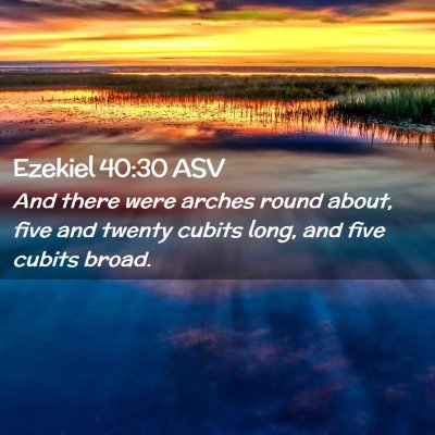 Picture 02 - Ezekiel 40:30 ASV - And there were arches round about, five and - Bible Verse Picture