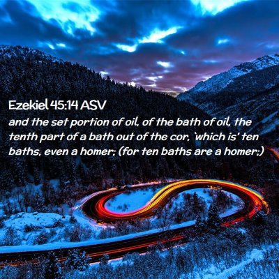 Picture 02 - Ezekiel 45:14 ASV - and the set portion of oil, of the bath of oil, - Bible Verse Picture