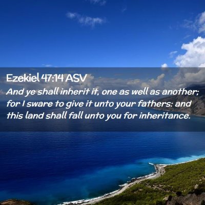 Picture 02 - Ezekiel 47:14 ASV - And ye shall inherit it, one as well as another; - Bible Verse Picture