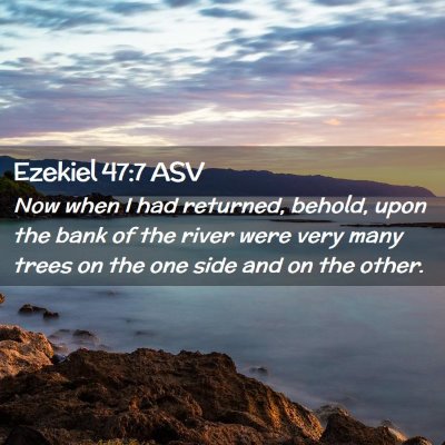 Picture 02 - Ezekiel 47:7 ASV - Now when I had returned, behold, upon the bank of - Bible Verse Picture