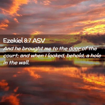 Picture 02 - Ezekiel 8:7 ASV - And he brought me to the door of the court; and - Bible Verse Picture