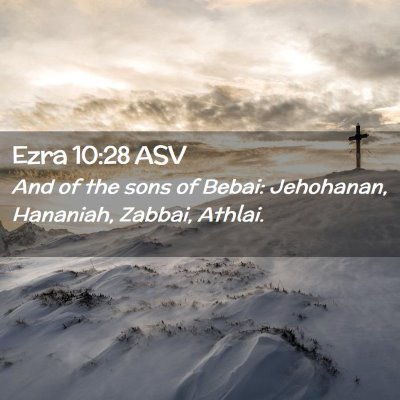 Picture 02 - Ezra 10:28 ASV - And of the sons of Bebai: Jehohanan, Hananiah, - Bible Verse Picture