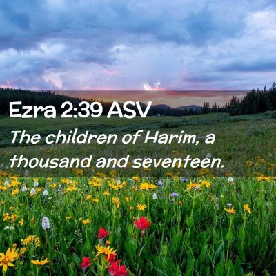 Picture 02 - Ezra 2:39 ASV - The children of Harim, a thousand and - Bible Verse Picture