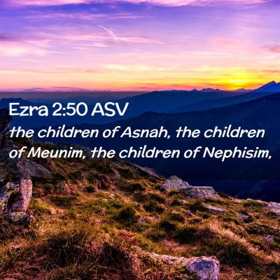 Picture 02 - Ezra 2:50 ASV - the children of Asnah, the children of Meunim, - Bible Verse Picture