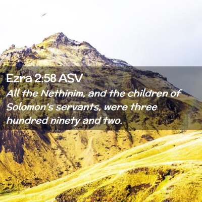 Picture 02 - Ezra 2:58 ASV - All the Nethinim, and the children of Solomon's - Bible Verse Picture