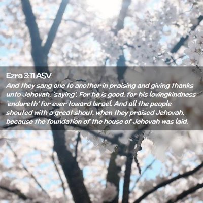 Picture 02 - Ezra 3:11 ASV - And they sang one to another in praising and - Bible Verse Picture