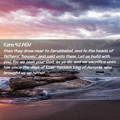 Picture 02 - Ezra 4:2 ASV - then they drew near to Zerubbabel, and to the - Bible Verse Picture