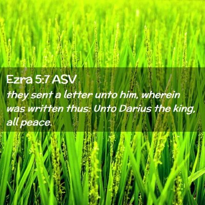Picture 02 - Ezra 5:7 ASV - they sent a letter unto him, wherein was written - Bible Verse Picture