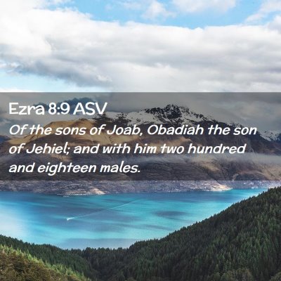 Picture 02 - Ezra 8:9 ASV - Of the sons of Joab, Obadiah the son of Jehiel; - Bible Verse Picture