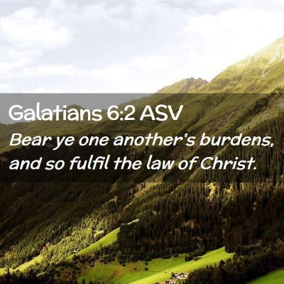 Picture 02 - Galatians 6:2 ASV - Bear ye one another's burdens, and so fulfil the - Bible Verse Picture