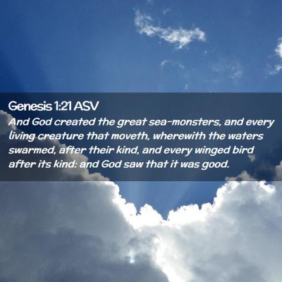 Picture 02 - Genesis 1:21 ASV - And God created the great sea-monsters, and every - Bible Verse Picture