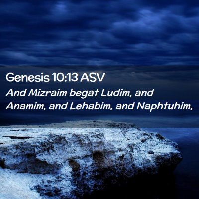 Picture 02 - Genesis 10:13 ASV - And Mizraim begat Ludim, and Anamim, and Lehabim, - Bible Verse Picture