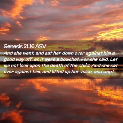Picture 02 - Genesis 21:16 ASV - And she went, and sat her down over against him a - Bible Verse Picture