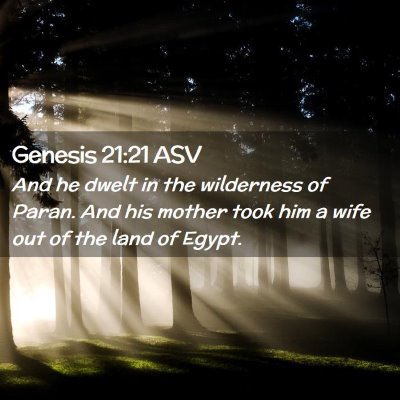 Picture 02 - Genesis 21:21 ASV - And he dwelt in the wilderness of Paran. And his - Bible Verse Picture