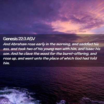Picture 02 - Genesis 22:3 ASV - And Abraham rose early in the morning, and - Bible Verse Picture