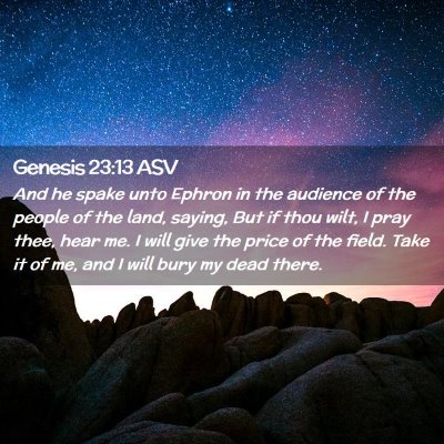 Picture 02 - Genesis 23:13 ASV - And he spake unto Ephron in the audience of the - Bible Verse Picture