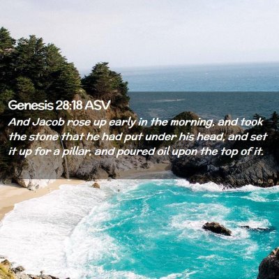 Picture 02 - Genesis 28:18 ASV - And Jacob rose up early in the morning, and took - Bible Verse Picture