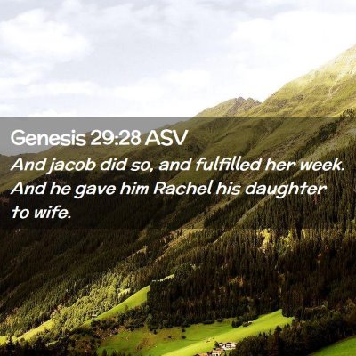 Picture 02 - Genesis 29:28 ASV - And jacob did so, and fulfilled her week. And he - Bible Verse Picture