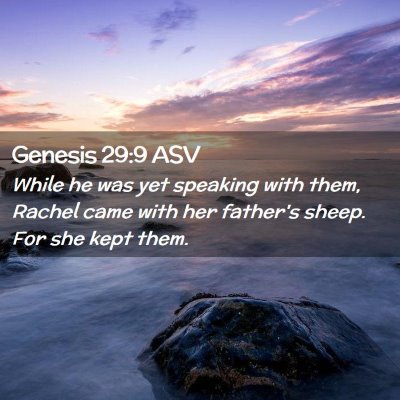 Picture 02 - Genesis 29:9 ASV - While he was yet speaking with them, Rachel came - Bible Verse Picture